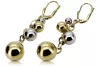 Italian yellow 14k 585 gold ball earrings cen046yw