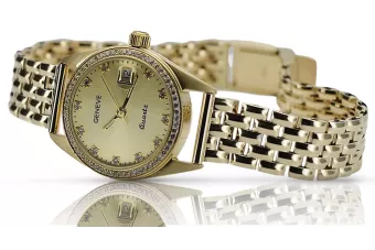 Жовтий 14k золото Rolex стиль Geneve леді 0.25ct Алмазний годинник lwd078ydyz&lbw004y