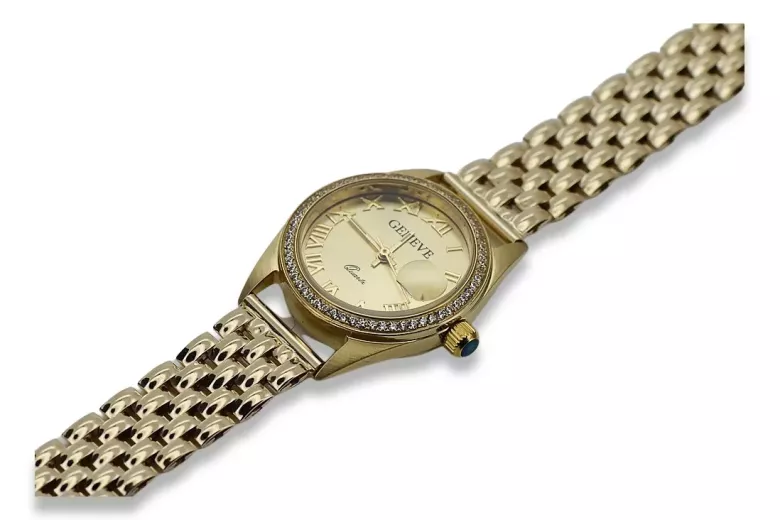 Gold men's watch Geneve ★ zlotychlopak.pl ★ Gold purity 585 333 Low Price!