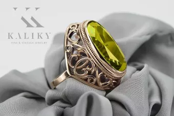 Inel Vintage din Aur Roz 14k cu Peridot