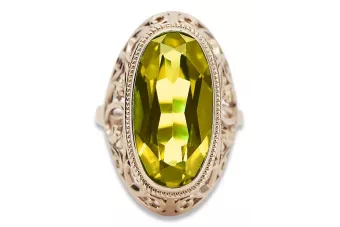 14k Rožinio Aukso Vintage Žiedas su Peridotu
