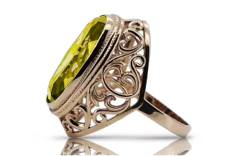 Inel Vintage din Aur Roz 14k cu Peridot