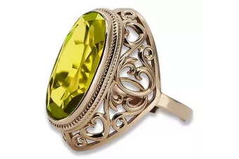 Inel Vintage din Aur Roz 14k cu Peridot