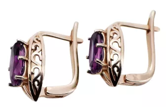 Cercei din aur ametist roz trandafir 14k 585 vec141 Vintage