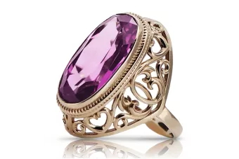 Сребърен пръстен с аметист с покритие от розово злато 925 vrc184rp Vintage