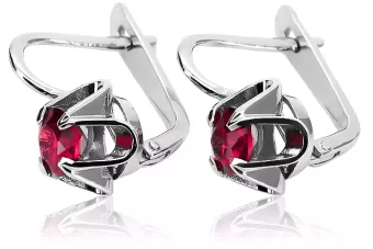 Vintage 925 Silver Ruby earrings vec018s Russian Soviet style