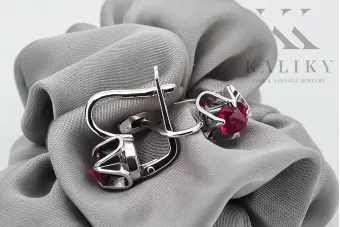 Vintage 925 Silver Ruby earrings vec018s Russian Soviet style