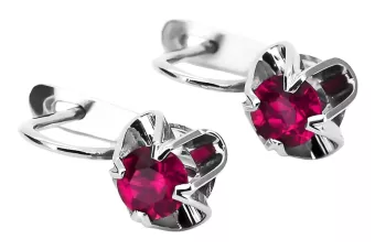 Vintage 925 Silver Ruby earrings vec018s Russian Soviet style