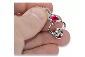 Vintage 925 Silver Ruby earrings vec018s Russian Soviet style
