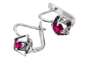 Vintage 925 Silver Ruby earrings vec018s Russian Soviet style