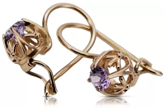 copy of Винтажные серьги из розового золота 14k 585 с александритом vec145
