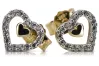 Yellow 14k 585 gold heart zircon earrings cec023yw