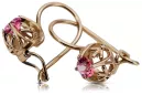 Boucles d'oreilles vintage en or rose 14k 585 avec Ruby vec145