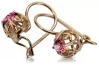 Vintage earrings made of 14k 585 rose gold with Ruby vec145