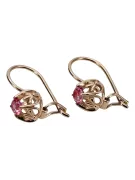 Vintage earrings made of 14k 585 rose gold with Ruby vec145