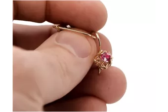 Vintage earrings made of 14k 585 rose gold with Ruby vec145