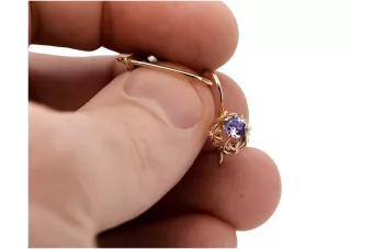 Вінтажні сережки з рожевого золота 14k 585 з александритом vec145