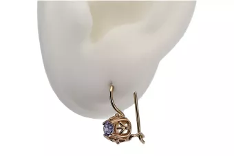 Вінтажні сережки з рожевого золота 14k 585 з александритом vec145