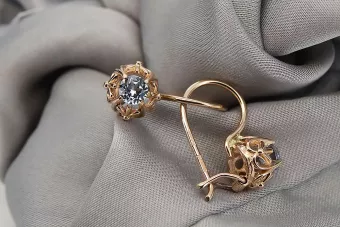 Vintage kolczyki z 14k 585 różowego złota z akwamarynem vec145
