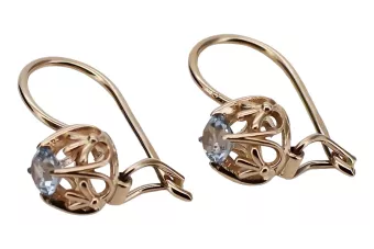 Vintage kolczyki z 14k 585 różowego złota z akwamarynem vec145
