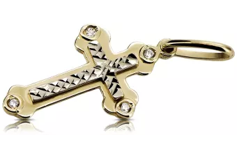 Cruz ortodoxa de zicron de oro amarillo de 14k 585 oc011yw