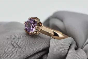 Růžový prsten z červeného zlata 14k 585 s Alexandrem vrc122 Vintage