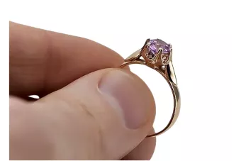 Růžový prsten z červeného zlata 14k 585 s Alexandrem vrc122 Vintage