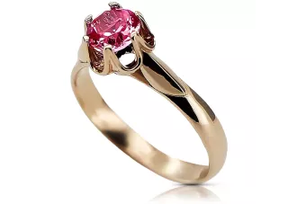 Anillo de Rubí en Oro Rosa de 14k, Redondo 6mm, Estilo Vintage
