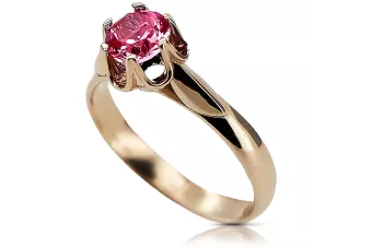 Розово розово злато от 14 кв. 585 рубински пръстен