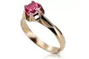 14k Rose Gold Ruby Ring, 6mm Round, Vintage Style