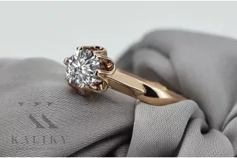 Pierścionek z różowego czerwonego złota 14k 585 z Cyrkonią vrc122 Vintage