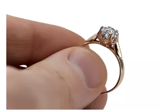Pierścionek z różowego czerwonego złota 14k 585 z Cyrkonią vrc122 Vintage
