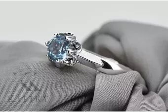 خاتم فضي الروسية 925 مع Aquamarine vrc122s