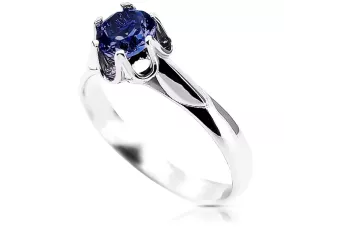 Vintage Silver Sapphire Ring 925 Polish 6mm vrc122s