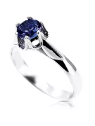 Vintage plata zafiro anillo 925 polaco 6mm vrc122