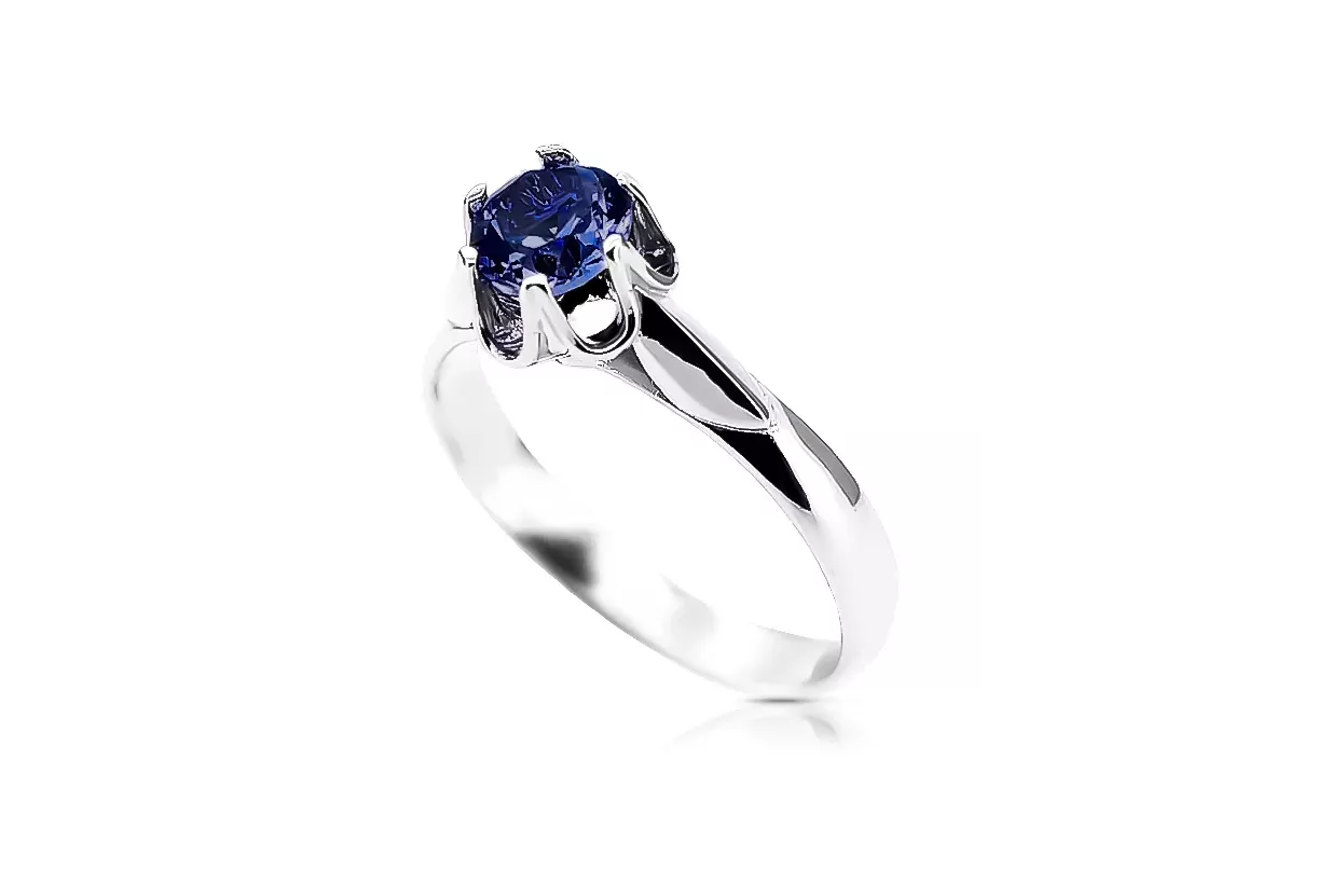 Vintage Silver Sapphire Ring 925 poloneză 6mm vrc122s Vintage Silver Sapphire Ring 925 poloneză 6mm vrc122s