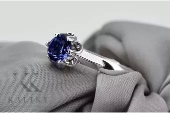 Vintage safírový prsten, stříbro 925, pozlacené růžové zlato 14k | Zlotychlopak.pl