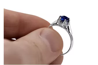 Δαχτυλίδι Vintage από Ασήμι 925 με Ζαφείρι και Γυαλιστερό 6mm vrc122s