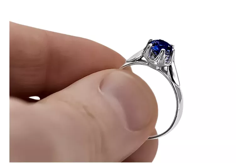Vintage Silver Sapphire Ring 925 Polish 6mm vrc122s
