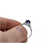 Vintage Silver Sapphire Ring 925 Polish 6mm vrc122s