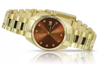 Galben 14k 585 de aur ceas de mână doamnă Geneva ceas lw020ydbr&lbw009y