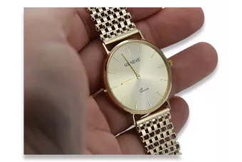 Złoty zegarek męski 14K Geneve, japoński kwarc, 34mm | Zlotychlopak.pl