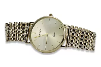 Złoty zegarek męski 14K Geneve, japoński kwarc, 34mm | Zlotychlopak.pl