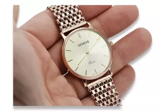 Ανδρικό ρολόι από κόκκινο ροζ χρυσό 14k 585 Geneve mw004r&mbw004r