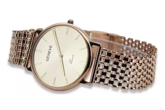 Ανδρικό ρολόι από κόκκινο ροζ χρυσό 14k 585 Geneve mw004r&mbw004r
