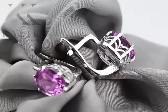 Silver 925 Russian style amethyst earrings vec003s Vintage Russian Soviet style