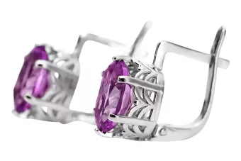 Silver 925 Russian style amethyst earrings vec003s Vintage Russian Soviet style