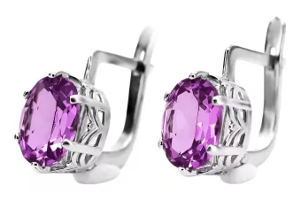 Silver 925 Russian style amethyst earrings vec003s Vintage Russian Soviet style