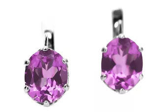 Plata 925 Ruso estilo amatista pendientes vec003s Vintage