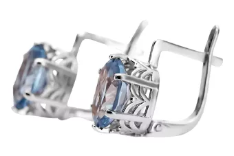 Silver 925 Russian style aquamarine earrings vec003s Vintage Russian Soviet style